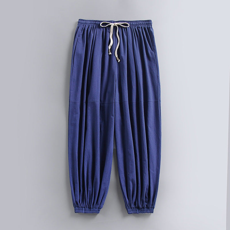 Unai | Pantalón de Lino Jogger Hombre Cintura Elástica Tobillo Fruncido