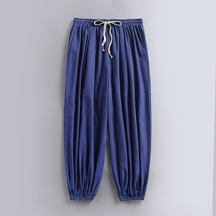 Unai | Pantalón de Lino Jogger Hombre Cintura Elástica Tobillo Fruncido