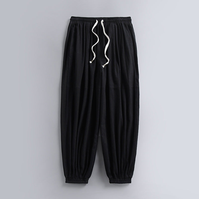 Unai | Pantalón de Lino Jogger Hombre Cintura Elástica Tobillo Fruncido