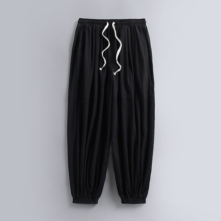 Unai | Pantalón de Lino Jogger Hombre Cintura Elástica Tobillo Fruncido