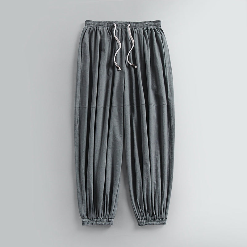 Unai | Pantalón de Lino Jogger Hombre Cintura Elástica Tobillo Fruncido