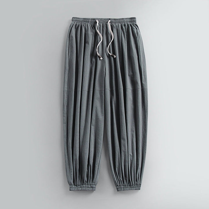 Unai | Pantalón de Lino Jogger Hombre Cintura Elástica Tobillo Fruncido