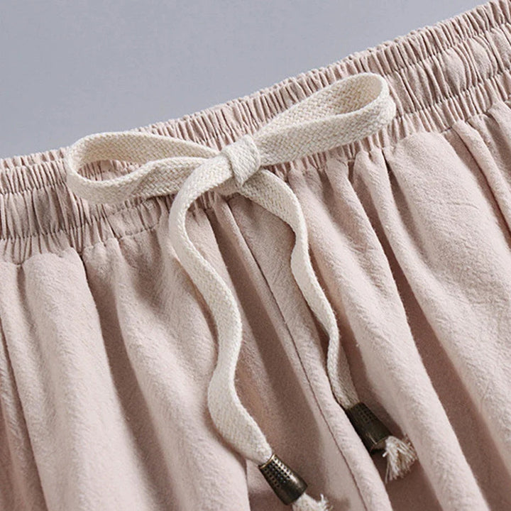 Unai | Pantalón de Lino Jogger Hombre Cintura Elástica Tobillo Fruncido